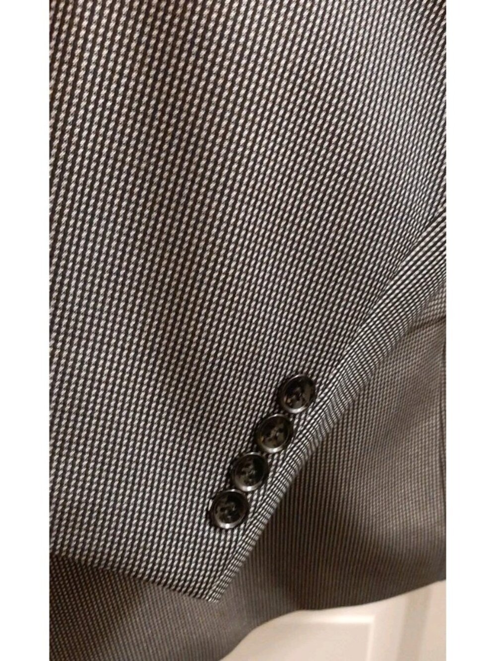 I Italian Soft Mens Suit Jacket 48R Black & Gray Pinpoint Pattern - Picture 6 of 13